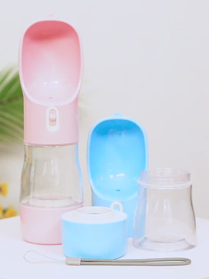 garrafa portátil de água e ração para pets - cachorro e gato