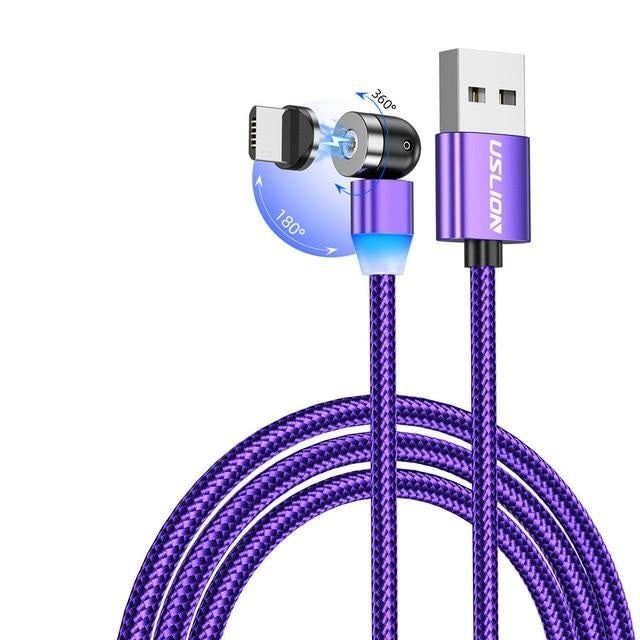 cabo usb magnético 540º roxo uslion plug micro