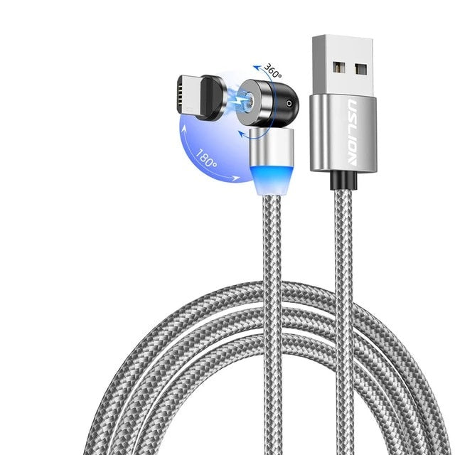 cabo usb magnético 540º cinza uslion plug micro