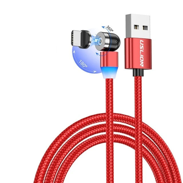 cabo usb magnético 540º vermelho uslion plug micro