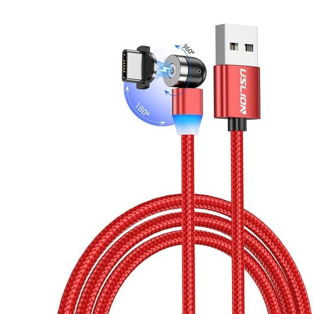 cabo usb magnético 540º vermelho uslion plug tipo c